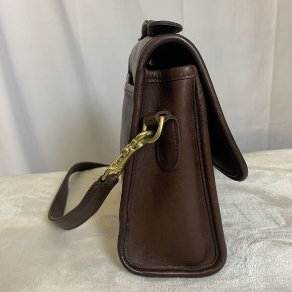 Vintage Coach Court Bag 9870 Dark Mahogany Brown Leather Crossbody Glove Tanned - Picture 8 of 16